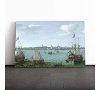 Big Box Art Canvas Print Wall Art Hendrick Cornelisz Vroom Ships | Mounted and Stretched Box Frame Picture | Home Decor for Kitchen, Living Room, Bedroom, Hallway, Multi-Colour, 20x14 Inch