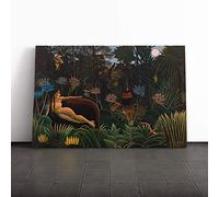 Big Box Art Canvas Print Wall Art Henri Rousseau Le Reve | Mounted and Stretched Box Frame Picture | Home Decor for Kitchen, Living, Dining Room, Bedroom, Hallway, Multi-Colour, 20x14 Inch