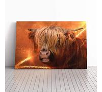 Big Box Art Canvas Print Wall Art Highland Cow | Mounted and Stretched Box Frame Picture | Home Decor for Kitchen, Living, Dining Room, Bedroom, Hallway, Multi-Colour, 20x14 Inch