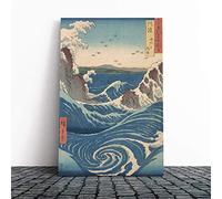 Big Box Art Canvas Print Wall Art Hiroshige Japanese Oriental Awa Province, Naruto Whirlpools|Mounted Stretched Framed Picture|Home Decor for Kitchen, Living Room, Bedroom, Multi-Colour, 20x14 Inch