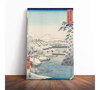 Big Box Art Canvas Print Wall Art Hiroshige Japanese Oriental Riverbank at Sukiya in Edo | Mounted Stretched Box Frame Picture | Home Decor for Kitchen, Living Room, Bedroom, Multi-Colour, 20x14 Inch