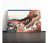 Big Box Art Canvas Print Wall Art Hokusai Japanese Oriental Climbing Mt Fuji | Mounted & Stretched Box Frame Picture | Home Decor for Kitchen, Living Room, Bedroom, Hallway, Multi-Colour, 24x16 Inch