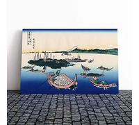Big Box Art Canvas Print Wall Art Hokusai Japanese Oriental Tsukada Island | Mounted & Stretched Box Frame Picture | Home Decor for Kitchen, Living Room, Bedroom, Hallway, Multi-Colour, 20x14 Inch
