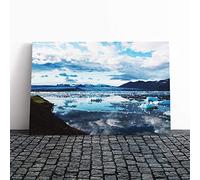 Big Box Art Canvas Print Wall Art Iceland Landscape Mountains | Mounted and Stretched Box Frame Picture | Home Decor for Kitchen, Living, Dining Room, Bedroom, Hallway, Multi-Colour, 30x20 Inch