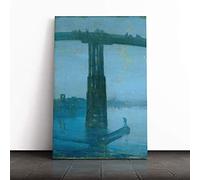 Big Box Art Canvas Print Wall Art James McNeill Whistler Battersea Bridge Nocturne | Mounted & Stretched Box Frame Picture | Home Decor for Kitchen, Living Room, Bedroom, Multi-Colour, 30x20 Inch