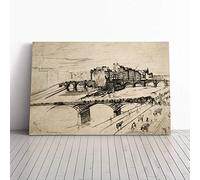 Big Box Art Canvas Print Wall Art James McNeill Whistler Paris Sketch | Mounted & Stretched Box Frame Picture | Home Decor for Kitchen, Living Room, Bedroom, Hallway, Multi-Colour, 20x14 Inch