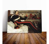 Big Box Art Canvas Print Wall Art James Tissot Colonel Frederick Gustavus Barnaby | Mounted & Stretched Box Frame Picture | Home Decor for Kitchen, Living Room, Bedroom, Multi-Colour, 24x16 Inch
