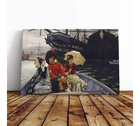 Big Box Art Canvas Print Wall Art James Tissot Portsmouth Dockyard | Mounted and Stretched Box Frame Picture | Home Decor for Kitchen, Living Room, Bedroom, Hallway, Multi-Colour, 30x20 Inch
