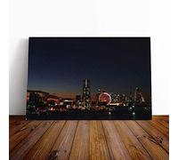 Big Box Art Canvas Print Wall Art Japan Yokohama Skyline City | Mounted and Stretched Box Frame Picture | Home Decor for Kitchen, Living, Dining Room, Bedroom, Hallway, Multi-Colour, 30x20 Inch