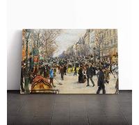 Big Box Art Canvas Print Wall Art Jean-Francois Raffaelli On The Grand Boulevard | Mounted & Stretched Box Frame Picture | Home Decor for Kitchen, Living Room, Bedroom, Multi-Colour, 24x16 Inch