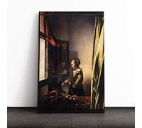 Big Box Art Canvas Print Wall Art Johannes Vermeer Girl Reading a Letter | Mounted & Stretched Box Frame Picture | Home Decor for Kitchen, Living Room, Bedroom, Hallway, Multi-Colour, 24x16 Inch