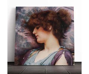 Big Box Art Canvas Print Wall Art John William Godward Far Away Thoughts | Mounted & Stretched Box Frame Picture | Home Decor for Kitchen, Living Room, Bedroom, Hallway, Multi-Colour, 14x14 Inch