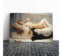 Big Box Art Canvas Print Wall Art John William Godward Resting Girl (2) | Mounted & Stretched Box Frame Picture | Home Decor for Kitchen, Living Room, Bedroom, Hallway, Multi-Colour, 30x20 Inch
