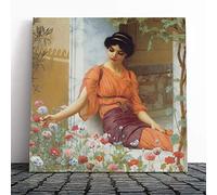 Big Box Art Canvas Print Wall Art John William Godward Summer Flowers | Mounted & Stretched Box Frame Picture | Home Decor for Kitchen, Living Room, Bedroom, Hallway, Muli-Colour, 14x14 Inch