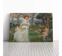 Big Box Art Canvas Print Wall Art John William Waterhouse The Field of Spring | Mounted & Stretched Box Frame Picture | Home Decor for Kitchen, Living Room, Bedroom, Hallway, Multi-Colour, 30x20 Inch