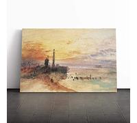 Big Box Art Canvas Print Wall Art Joseph Mallord William Turner Yarmouth Harbour Norfolk|Mounted & Stretched Box Frame Picture|Home Decor for Kitchen, Living Room, Bedroom, Multi-Colour, 24x16 Inch