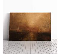 Big Box Art Canvas Print Wall Art Joseph William Turner Yacht Approcahing The Coast | Mounted & Stretched Box Frame Picture | Home Decor for Kitchen, Living Room, Bedroom, Multi-Colour, 20x14 Inch