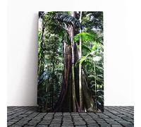 Big Box Art Canvas Print Wall Art Jungle Rainforest (3) | Mounted and Stretched Box Frame Picture | Home Decor for Kitchen, Living, Dining Room, Bedroom, Hallway, Multi-Colour, 24x16 Inch