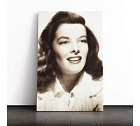 Big Box Art Canvas Print Wall Art Katherine Hepburn Sepia | Mounted and Stretched Box Frame Picture | Home Decor for Kitchen, Living, Dining Room, Bedroom, Hallway, Multi-Colour, 20x14 Inch