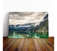Big Box Art Canvas Print Wall Art Landscape Alaska Lake and Mountains (2) | Mounted & Stretched Framed Picture | Home Decor for Kitchen, Living Room, Bedroom, Hallway, Multi-Colour, 30x20 Inch