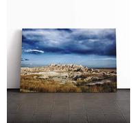 Big Box Art Canvas Print Wall Art Landscape Badlands South Dakota USA | Mounted & Stretched Box Frame Picture | Home Decor for Kitchen, Living Room, Bedroom, Hallway, Multi-Colour, 24x16 Inch