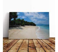 Big Box Art Canvas Print Wall Art Landscape Beach Forest Island | Mounted and Stretched Box Frame Picture | Home Decor for Kitchen, Living, Dining Room, Bedroom, Hallway, Multi-Colour, 20x14 Inch
