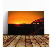 Big Box Art Canvas Print Wall Art Landscape Beautiful Sunset and Bridge (4) | Mounted & Stretched Box Frame Picture | Home Decor for Kitchen, Living Room, Bedroom, Hallway, Multi-Colour, 30x20 Inch