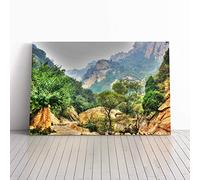 Big Box Art Canvas Print Wall Art Landscape Beijing China Forest and Moutains | Mounted & Stretched Box Frame Picture | Home Decor for Kitchen, Living Room, Bedroom, Hallway, Multi-Colour, 24x16 Inch