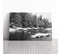 Big Box Art Canvas Print Wall Art Landscape Frozen Forest and Lake | Mounted and Stretched Box Frame Picture | Home Decor for Kitchen, Living Room, Bedroom, Hallway, Multi-Colour, 20x14 Inch