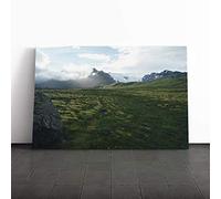 Big Box Art Canvas Print Wall Art Landscape Green Glacier Mountain | Mounted and Stretched Box Frame Picture | Home Decor for Kitchen, Living Room, Bedroom, Hallway, Multi-Colour, 30x20 Inch