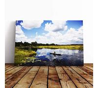 Big Box Art Canvas Print Wall Art Landscape Guyana Lake | Mounted and Stretched Box Frame Picture | Home Decor for Kitchen, Living, Dining Room, Bedroom, Hallway, Multi-Colour, 20x14 Inch