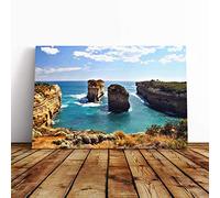 Big Box Art Canvas Print Wall Art Landscape Iceland Cliffs Coast Shore Archways | Mounted & Stretched Box Frame Picture | Home Decor for Kitchen, Living Room, Bedroom, Multi-Colour, 24x16 Inch