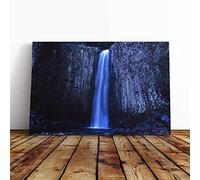 Big Box Art Canvas Print Wall Art Landscape Japan Waterfall | Mounted and Stretched Box Frame Picture | Home Decor for Kitchen, Living, Dining Room, Bedroom, Hallway, Multi-Colour, 24x16 Inch