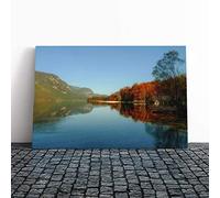 Big Box Art Canvas Print Wall Art Landscape Lake Bohinj Slovenia | Mounted and Stretched Box Frame Picture | Home Decor for Kitchen, Living Room, Bedroom, Hallway, Multi-Colour, 30x20 Inch