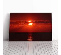 Big Box Art Canvas Print Wall Art Landscape Red Florida Sunset USA | Mounted and Stretched Box Frame Picture | Home Decor for Kitchen, Living Room, Bedroom, Hallway, Multi-Colour, 30x20 Inch