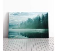 Big Box Art Canvas Print Wall Art Landscape River Forest (3) | Mounted and Stretched Box Frame Picture | Home Decor for Kitchen, Living, Dining Room, Bedroom, Hallway, Multi-Colour, 24x16 Inch