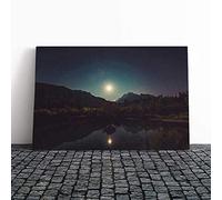 Big Box Art Canvas Print Wall Art Landscape View of Space from Earth (2) | Mounted & Stretched Box Frame Picture | Home Decor for Kitchen, Living Room, Bedroom, Hallway, Multi-Colour, 24x16 Inch