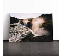Big Box Art Canvas Print Wall Art Landscape Waterfall | Mounted and Stretched Box Frame Picture | Home Decor for Kitchen, Living, Dining Room, Bedroom, Hallway, Multi-Colour, 24x16 Inch