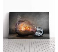 Big Box Art Canvas Print Wall Art Light Bulb Abstract Electricity | Mounted and Stretched Box Frame Picture | Home Decor for Kitchen, Living Room, Bedroom, Hallway, Multi-Colour, 20x14 Inch