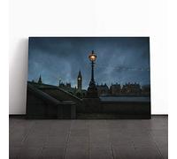 Big Box Art Canvas Print Wall Art London Big Ben Houses of Parliament | Mounted & Stretched Box Frame Picture | Home Decor for Kitchen, Living Room, Bedroom, Hallway, Multi-Colour, 20x14 Inch
