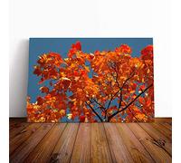 Big Box Art Canvas Print Wall Art Maple Tree Leaves Autumn 5 | Mounted and Stretched Box Frame Picture | Home Decor for Kitchen, Living, Dining Room, Bedroom, Hallway, Multi-Colour, 20x14 Inch