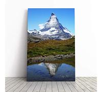Big Box Art Canvas Print Wall Art Matterhorn Mountain Zermatt Landscape | Mounted & Stretched Box Frame Picture | Home Decor for Kitchen, Living Room, Bedroom, Hallway, Multi-Colour, 20x14 Inch