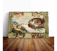 Big Box Art Canvas Print Wall Art Michelangelo Creation of Adam | Mounted and Stretched Box Frame Picture | Home Decor for Kitchen, Living, Dining Room, Bedroom, Hallway, Multi-Colour, 20x14 Inch