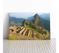 Big Box Art Canvas Print Wall Art Mountain Landscape Machu Picchu Peru | Mounted & Stretched Box Frame Picture | Home Decor for Kitchen, Living Room, Bedroom, Hallway, Multi-Colour, 20x14 Inch