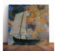 Big Box Art Canvas Print Wall Art Odilon Redon Flower Clouds | Mounted and Stretched Box Frame Picture | Home Decor for Kitchen, Living, Dining Room, Bedroom, Hallway, Muli-Colour, 14x14 Inch