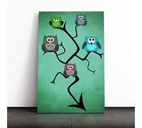 Big Box Art Canvas Print Wall Art Owls in a Tree (1) | Mounted and Stretched Box Frame Picture | Home Decor for Kitchen, Living, Dining Room, Bedroom, Hallway, Multi-Colour, 30x20 Inch