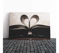 Big Box Art Canvas Print Wall Art Paper Book Love Heart | Mounted and Stretched Box Frame Picture | Home Decor for Kitchen, Living, Dining Room, Bedroom, Hallway, Multi-Colour, 30x20 Inch
