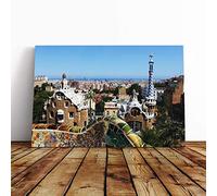 Big Box Art Canvas Print Wall Art PARC Guell Gaudi Barcelona Spain | Mounted and Stretched Box Frame Picture | Home Decor for Kitchen, Living Room, Bedroom, Hallway, Multi-Colour, 30x20 Inch