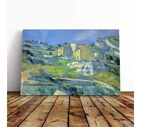 Big Box Art Canvas Print Wall Art Paul Cezanne Landscape and Houses (2) | Mounted & Stretched Box Frame Picture | Home Decor for Kitchen, Living Room, Bedroom, Hallway, Multi-Colour, 24x16 Inch