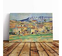Big Box Art Canvas Print Wall Art Paul Cezanne Montagne Sainte Victoire (4) | Mounted & Stretched Box Frame Picture | Home Decor for Kitchen, Living Room, Bedroom, Hallway, Multi-Colour, 24x16 Inch